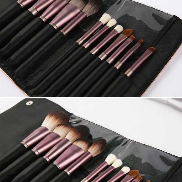 Premium Synthetic Hair 12 Piece Makeup Brush Set With Case - Picture 3 of 14